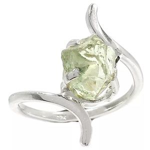 Dainty Green Amythest rough cut 925SS size 8