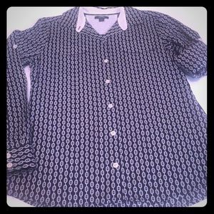 Nautica Navy Blue and White Blouse.