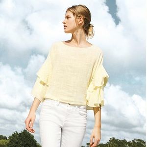 yellow Anthropologie crop top