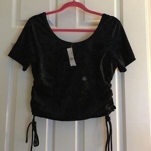 Black crop top w/ drawstrings