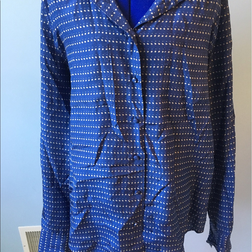 Blue and White J Crew Button Up Blouse