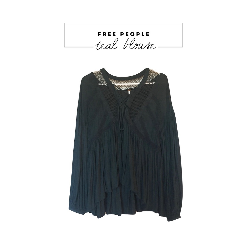 Free People slowly dark teal blouse
