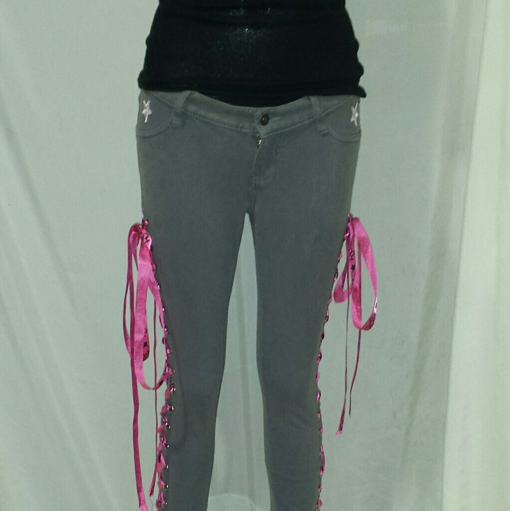 Revamped Rock Star Lace Up Pants - 3/29"