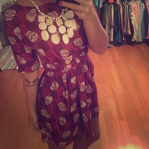 Red and burgundy skull dress