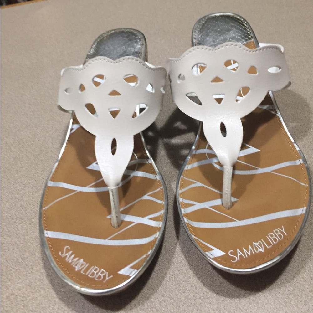 Sam Libby Cork heels with leather- white or carmel - Picture 3 of 6