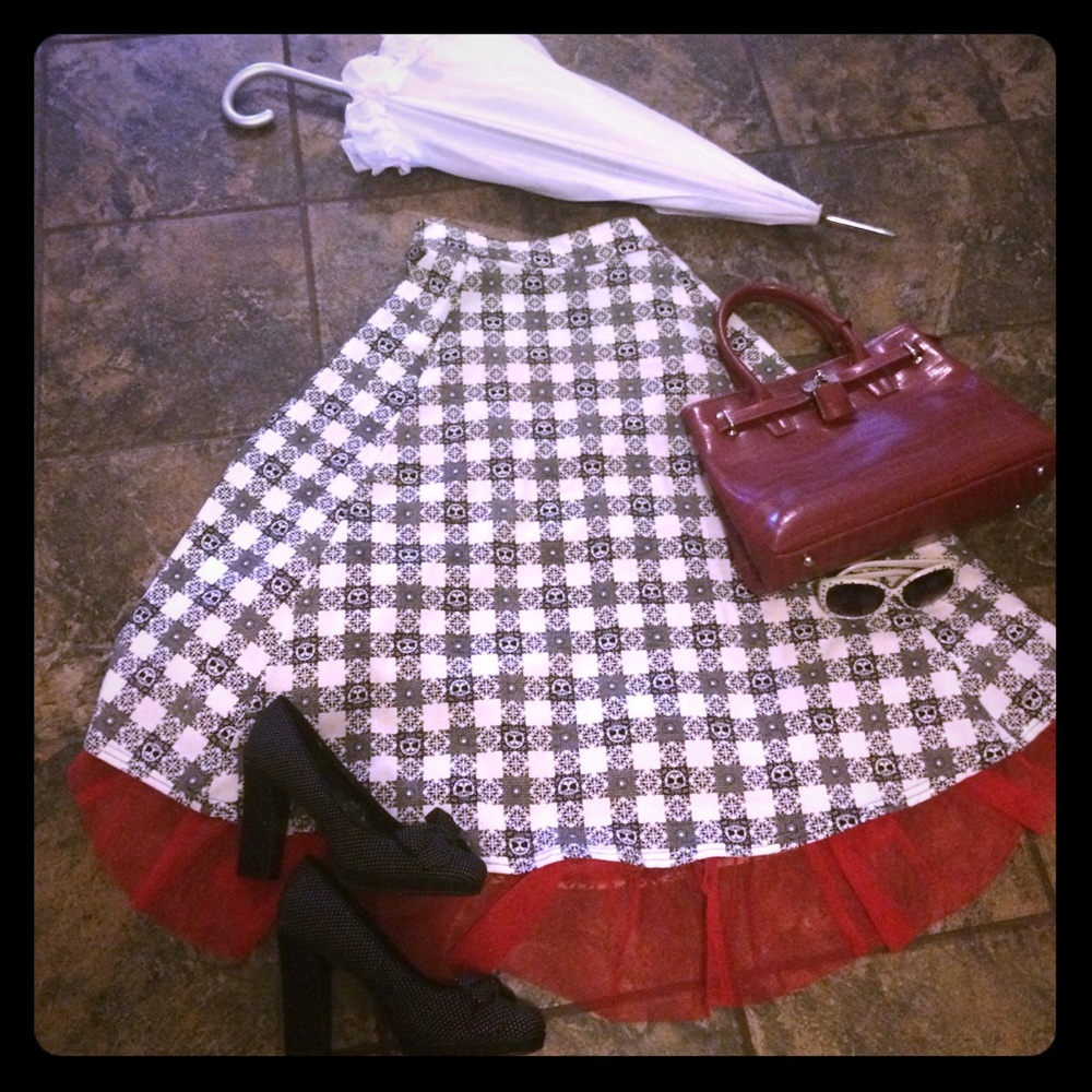 SALE!! Checkerboard sugar skull skirt