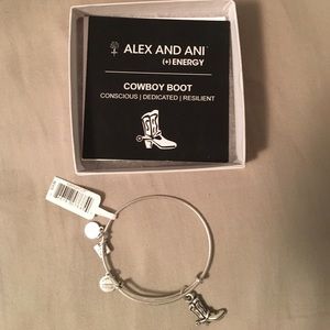 Silver Alex and Ani cowboy boot bangle