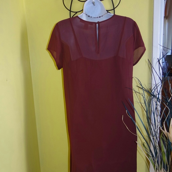 Forever 21 Burgundy Sheer Dress - Picture 4 of 6