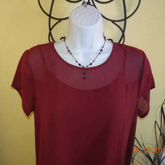 Forever 21 Burgundy Sheer Dress - Picture 2 of 6