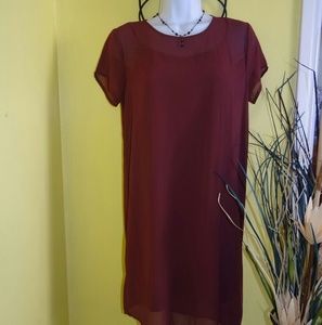 Forever 21 Burgundy Sheer Dress