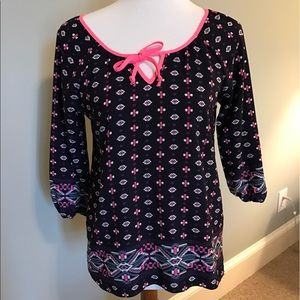 Girls navy pink top