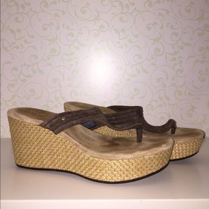 UGG Brown Suede Platform Flip-Flops