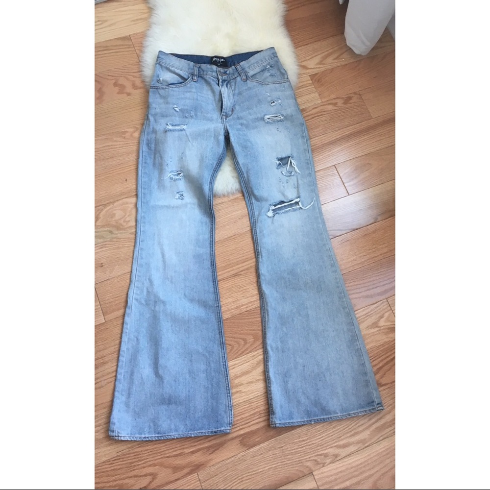 Nasty Gal Distressed Flare Jeans