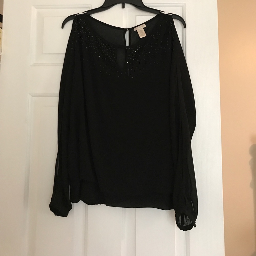 Cache sheer open sleeve blouse.