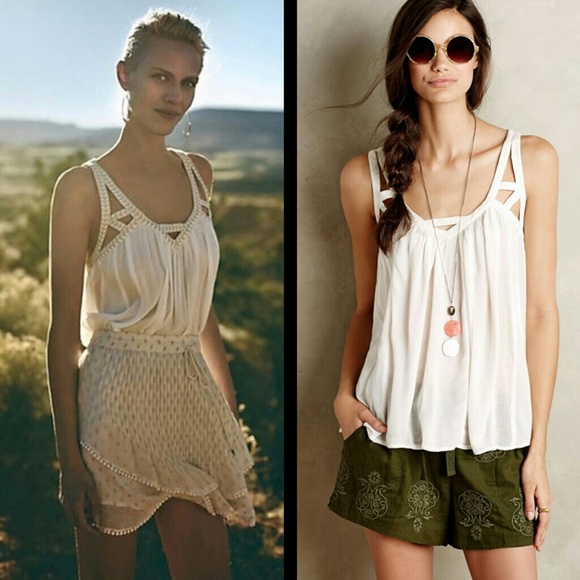 Anthropologie Tops - Vanessa Virginia Cut Out Gauze Tank