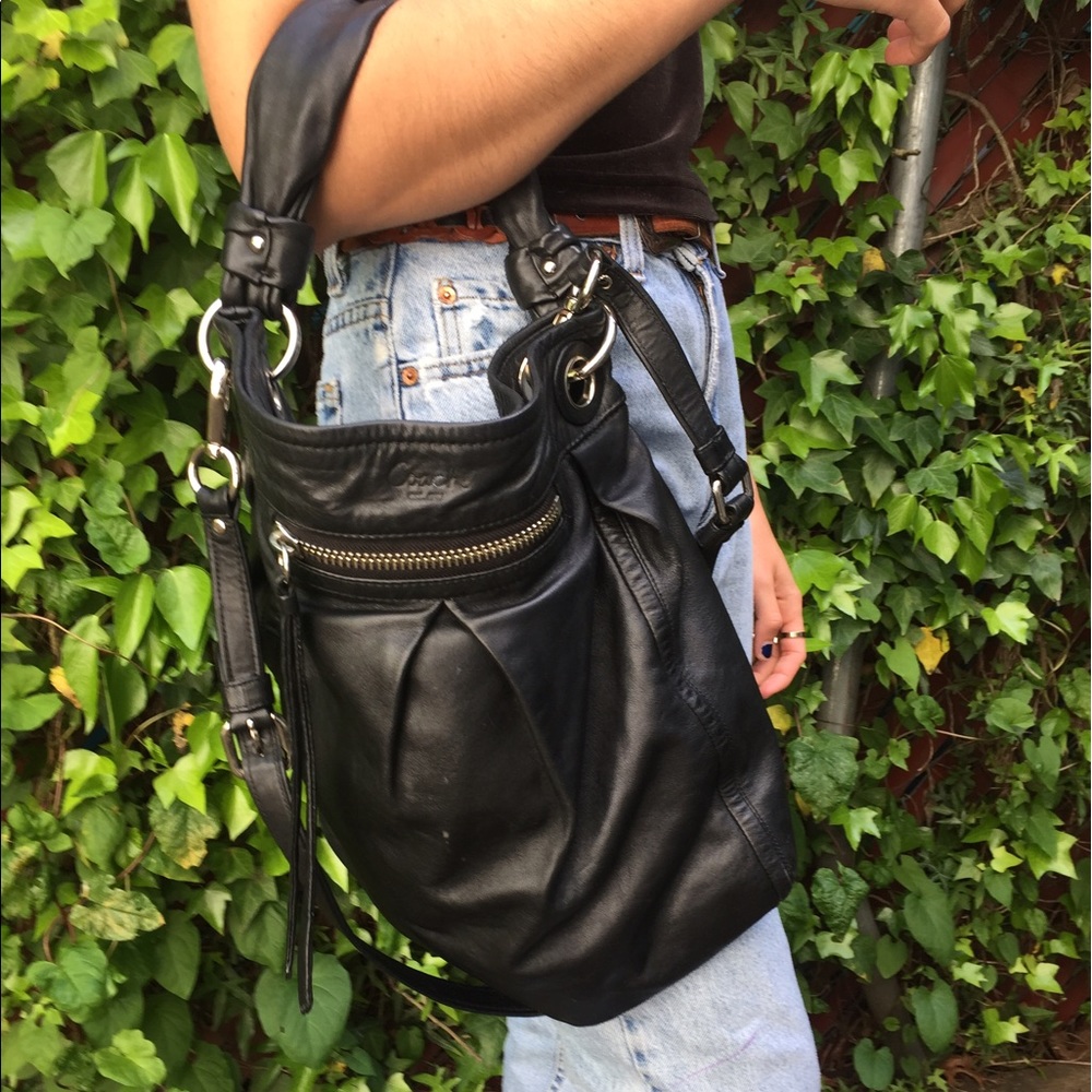 Black Leather Coach Purse Hobo