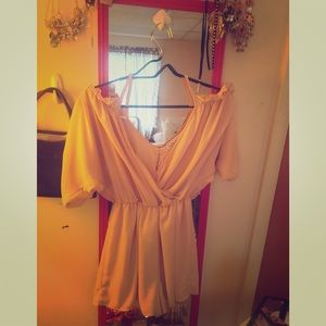 Off the shoulder Blush/Beige Romper
