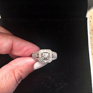 Sterling silver ring with diamond accents