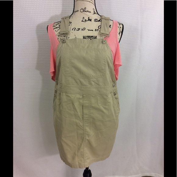 khaki skirt overalls
