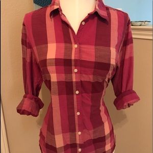 Pink and Burgundy plaid button up from JCP