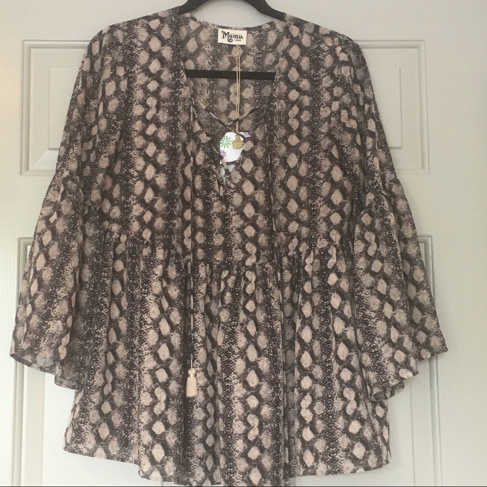 Show Me Your Mumu Poet Tie Top Size L