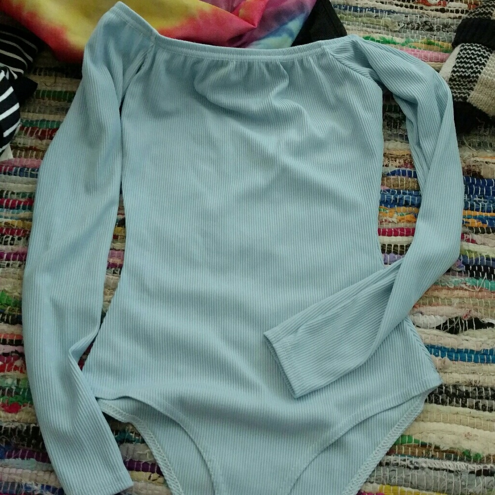 Boohoo long sleeve off the shoulder jumpsuit