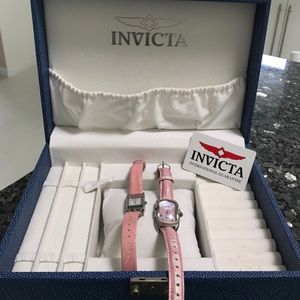 Two Invicta watches in an Invicta jewelry box