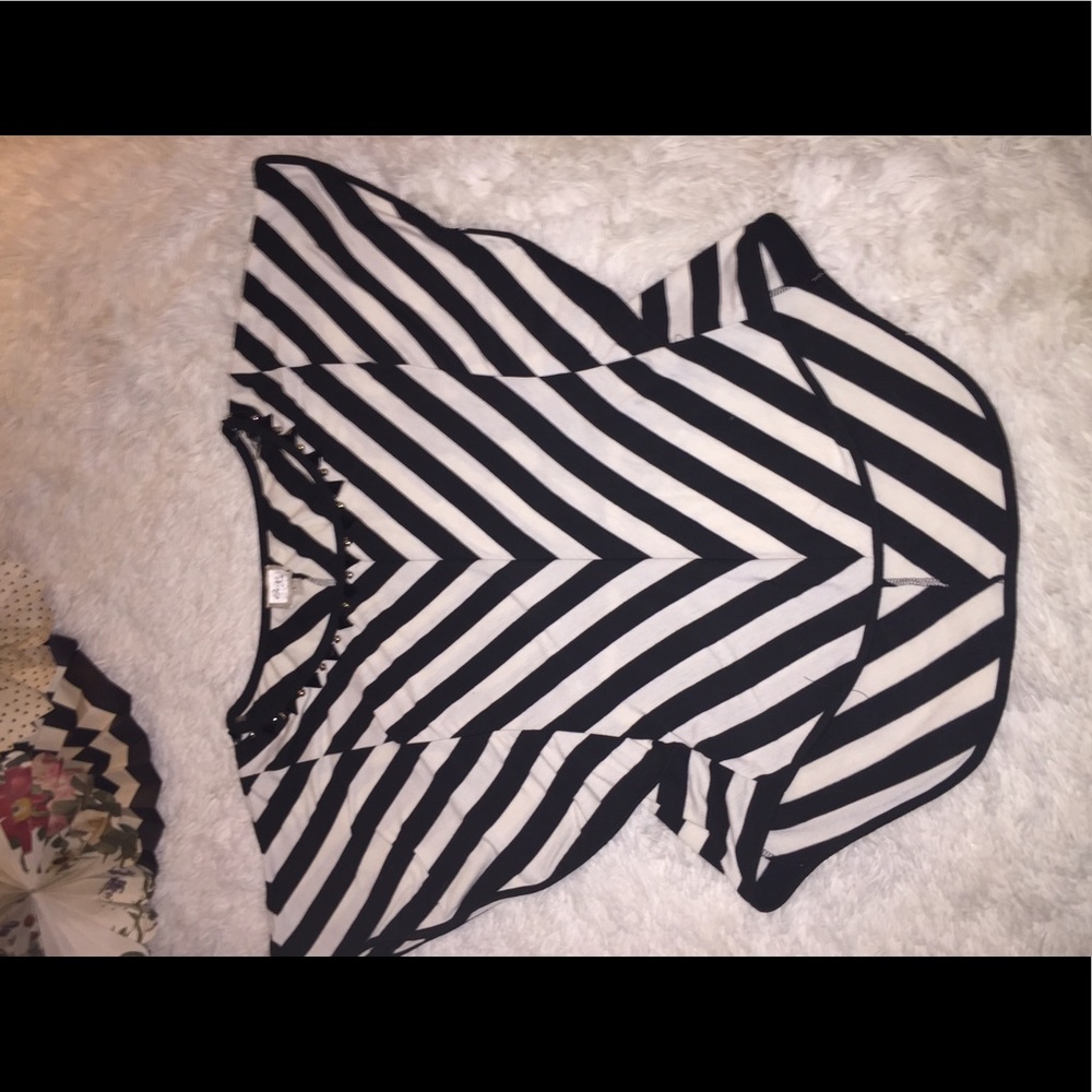 Stripped top w! Sexy fit & bead detail cotton