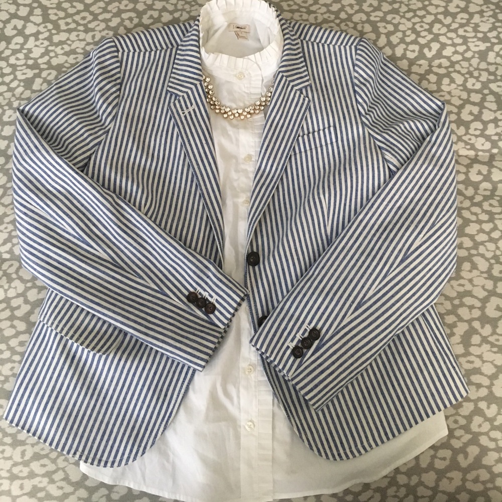 j.crew factory striped blazer