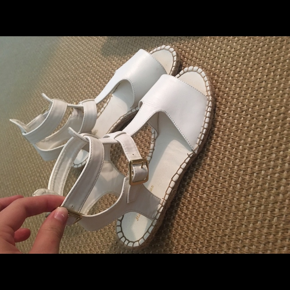 white gladiator espadrille sandals