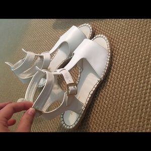 white gladiator espadrille sandals