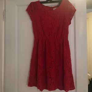 Urban Outfitters Red Lace Mini/Midi Dress