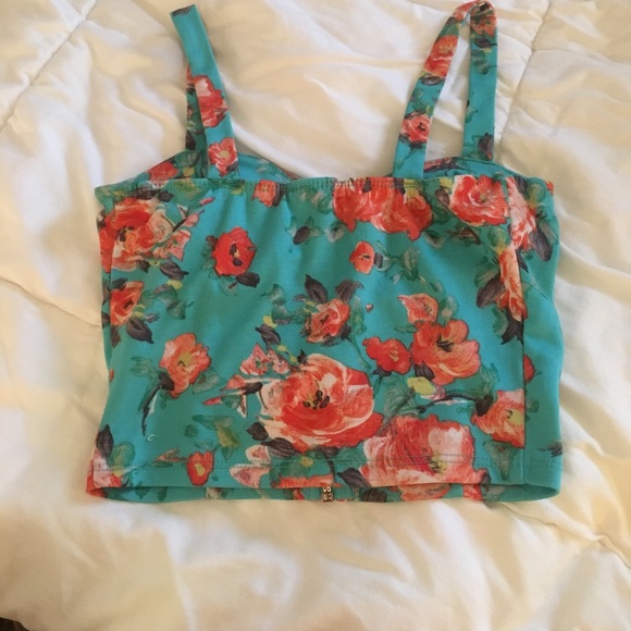 Floral zip up crop top - Picture 4 of 4