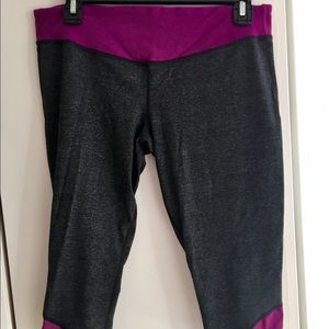 Lululemon Gray Capris with purple/yellow - Size 10