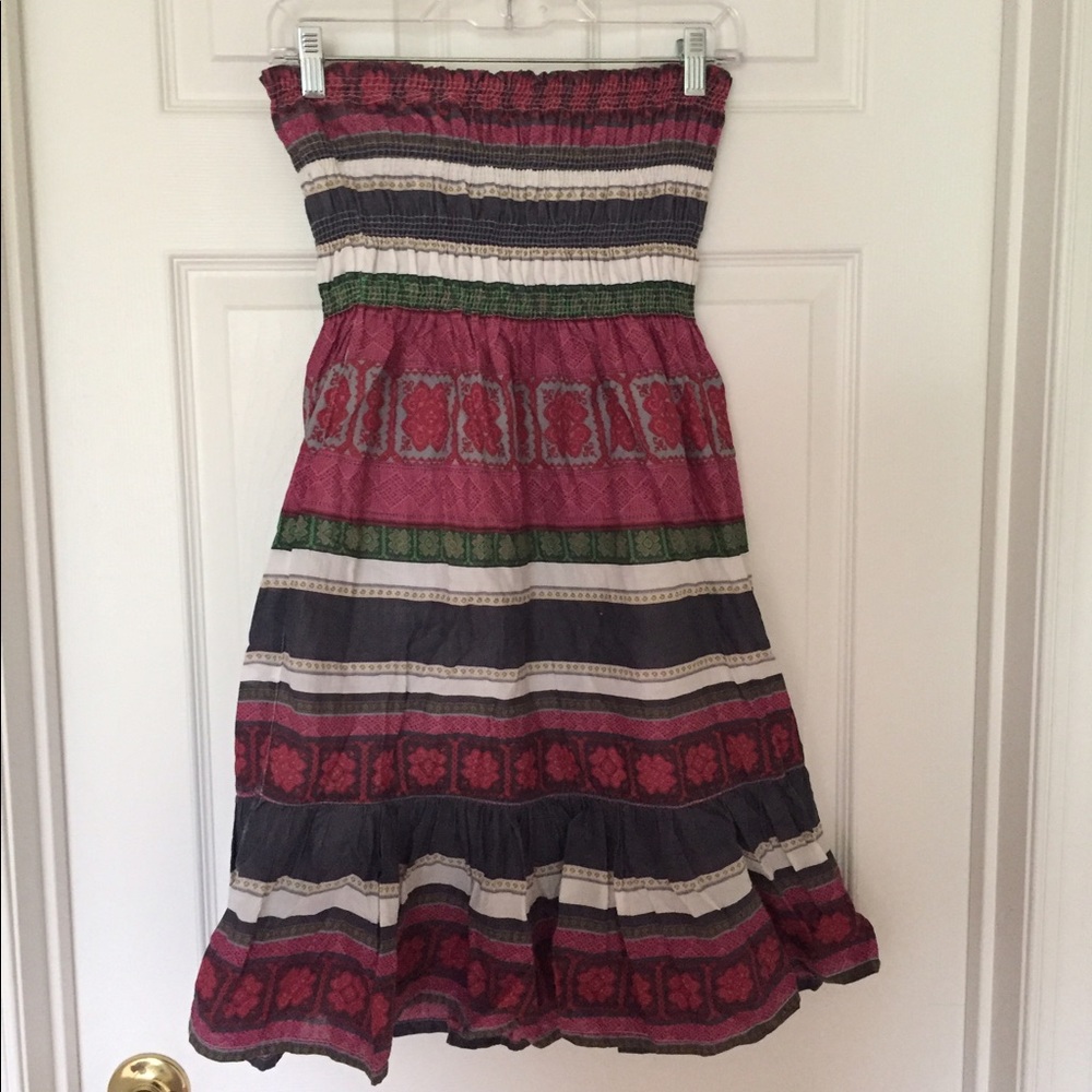 Striped strapless dress