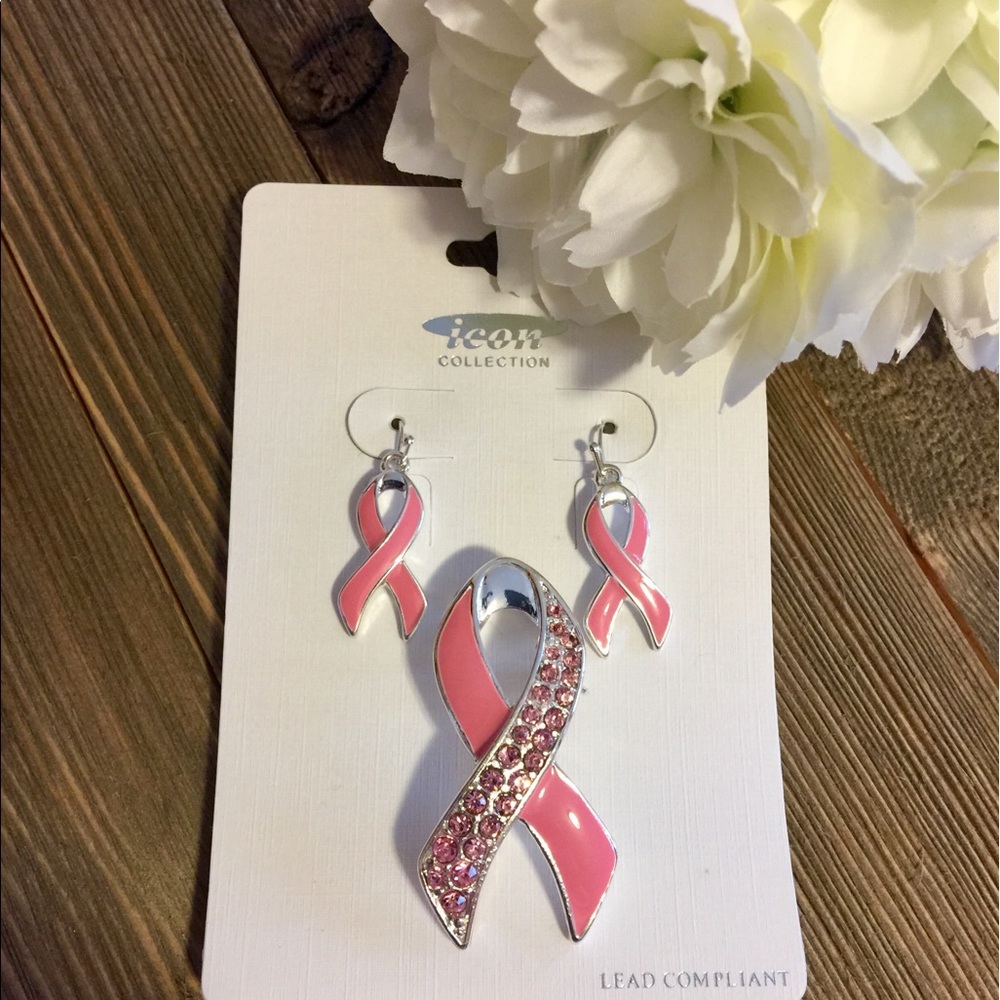 🎀JUST IN !! 🎀 CRYSTAL PINK RIBBON BROOCH SET