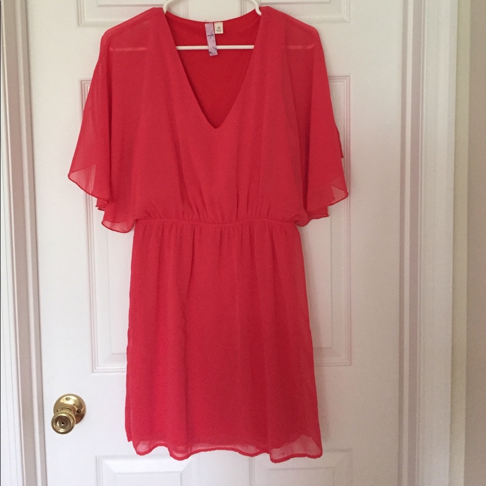 Coral v-neck party dress