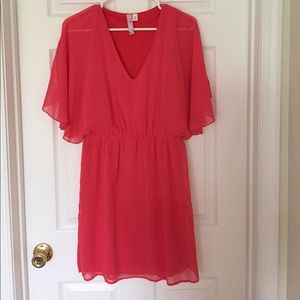 Coral v-neck party dress