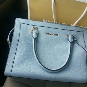 MICHAEL KORS Collins Large Blue Satchel Handbag