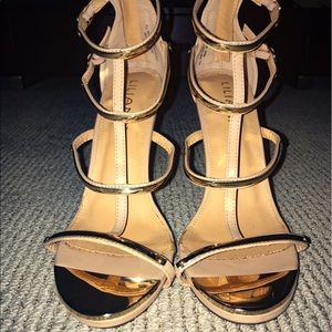 Tan cocktail heels
