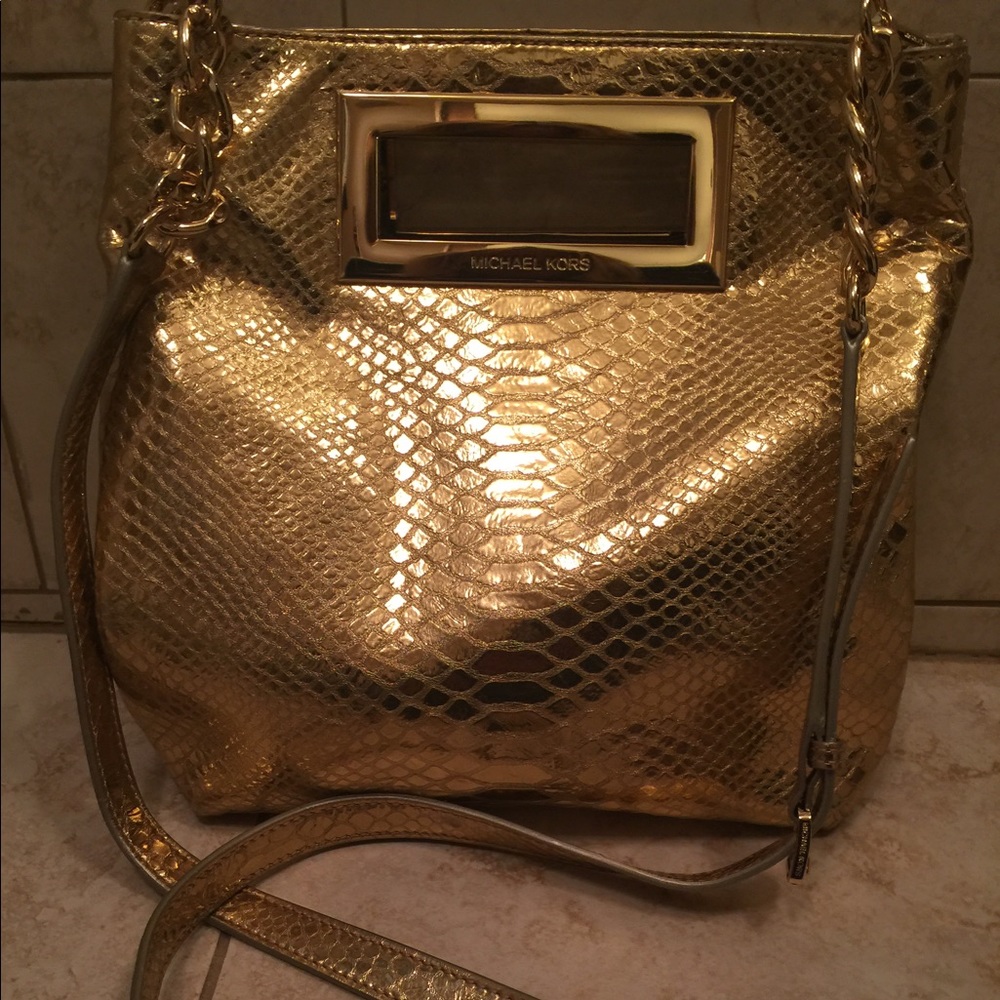 Michael Kors Gold Python Metallic Handbag