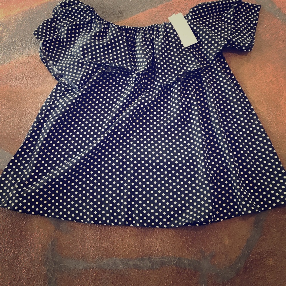 Women's Black & White Polka Dot Short Sleeve Shirt