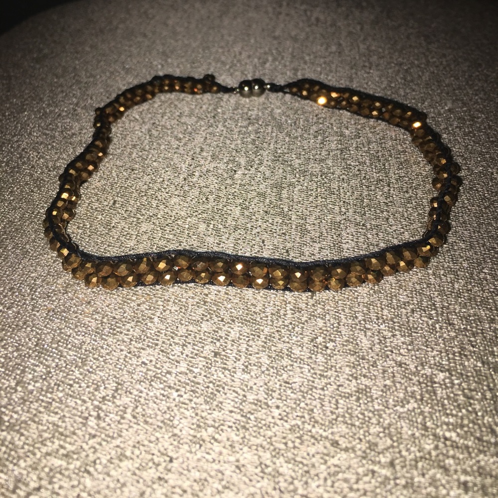 Bronzy beaded choker necklace