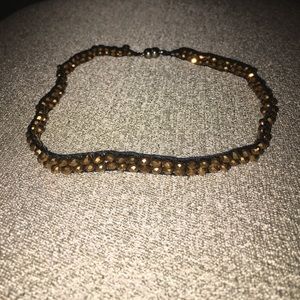 Bronzy beaded choker necklace