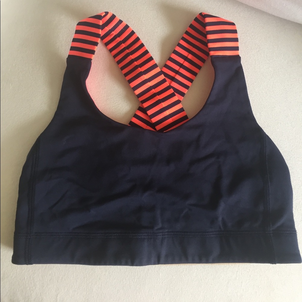 Lululemon All Sport bra, size 4orange and navy,