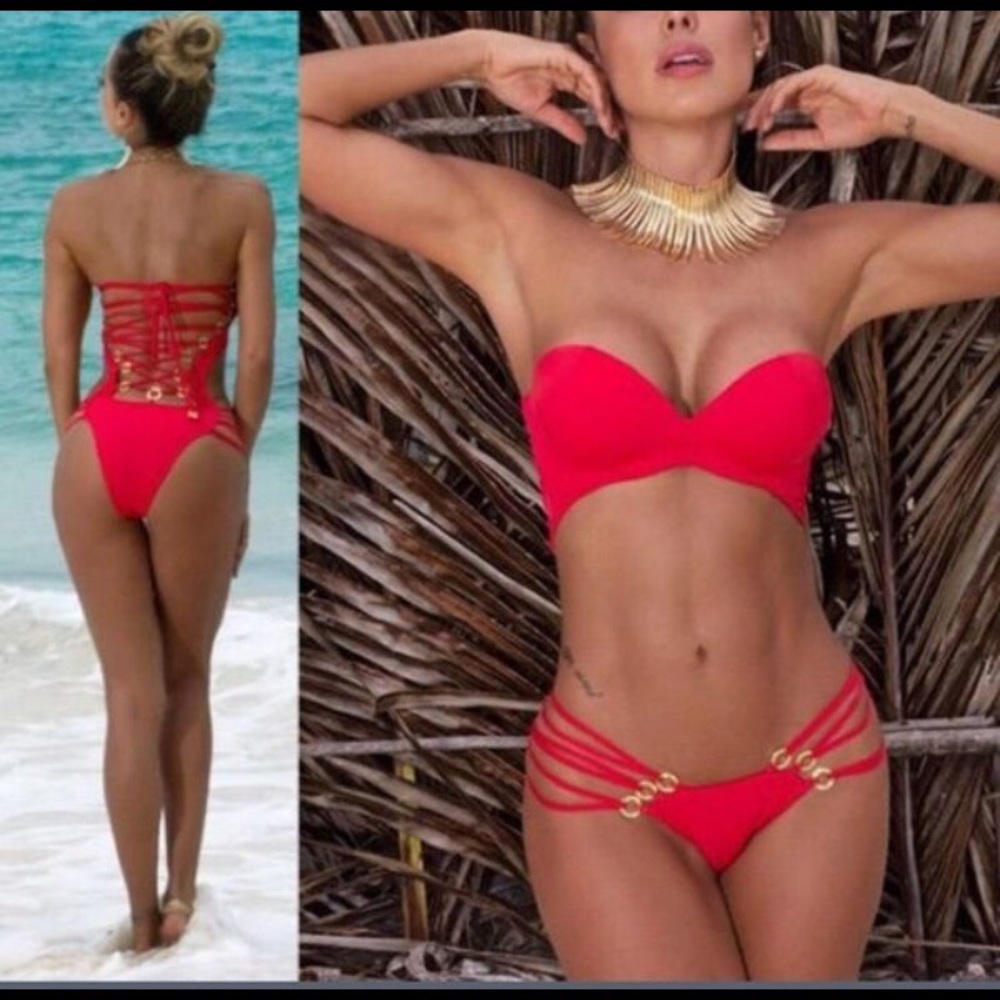 Coral Push Up Padded One piece bathing suit.