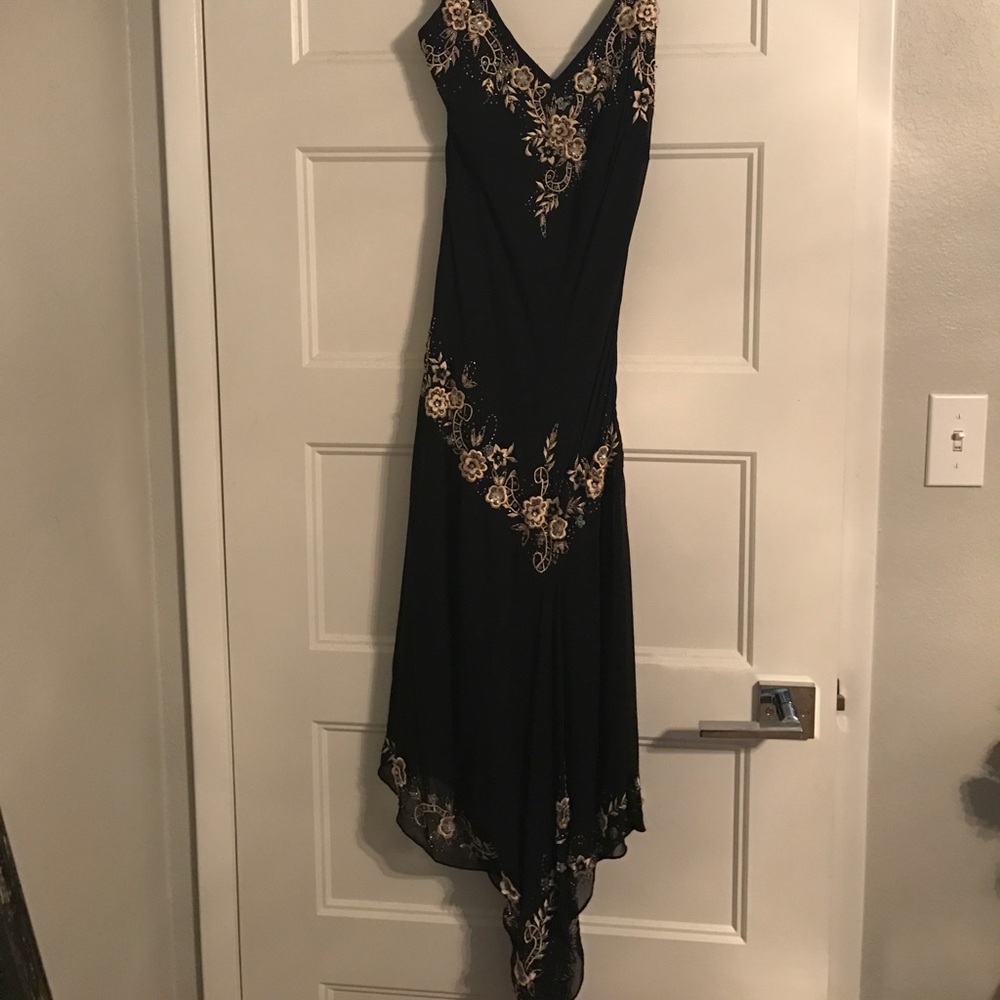 Black and creme beaded dress