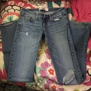 Hollister (light wash) boot cut jeans.