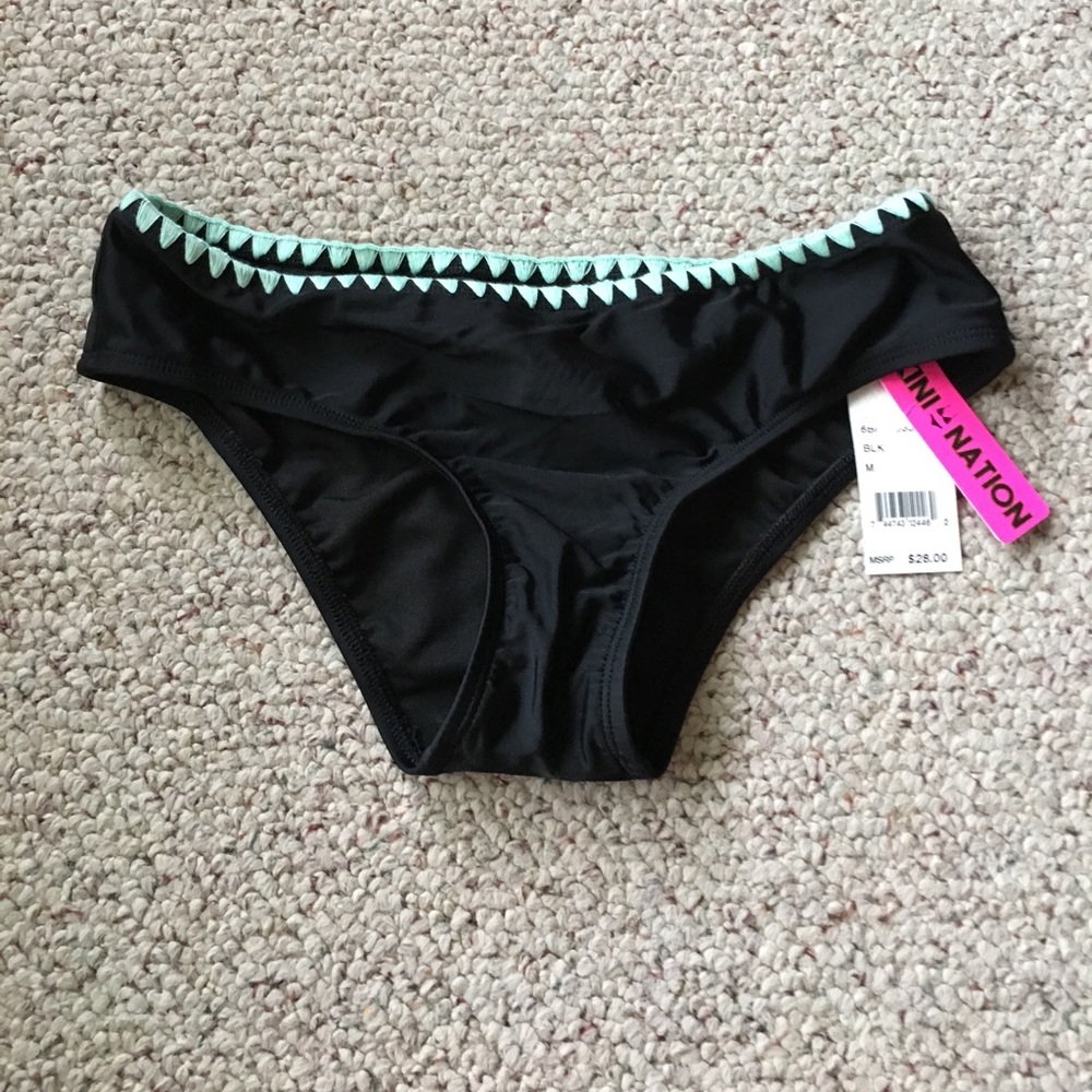 Black Bikini Bottom with Blue Band