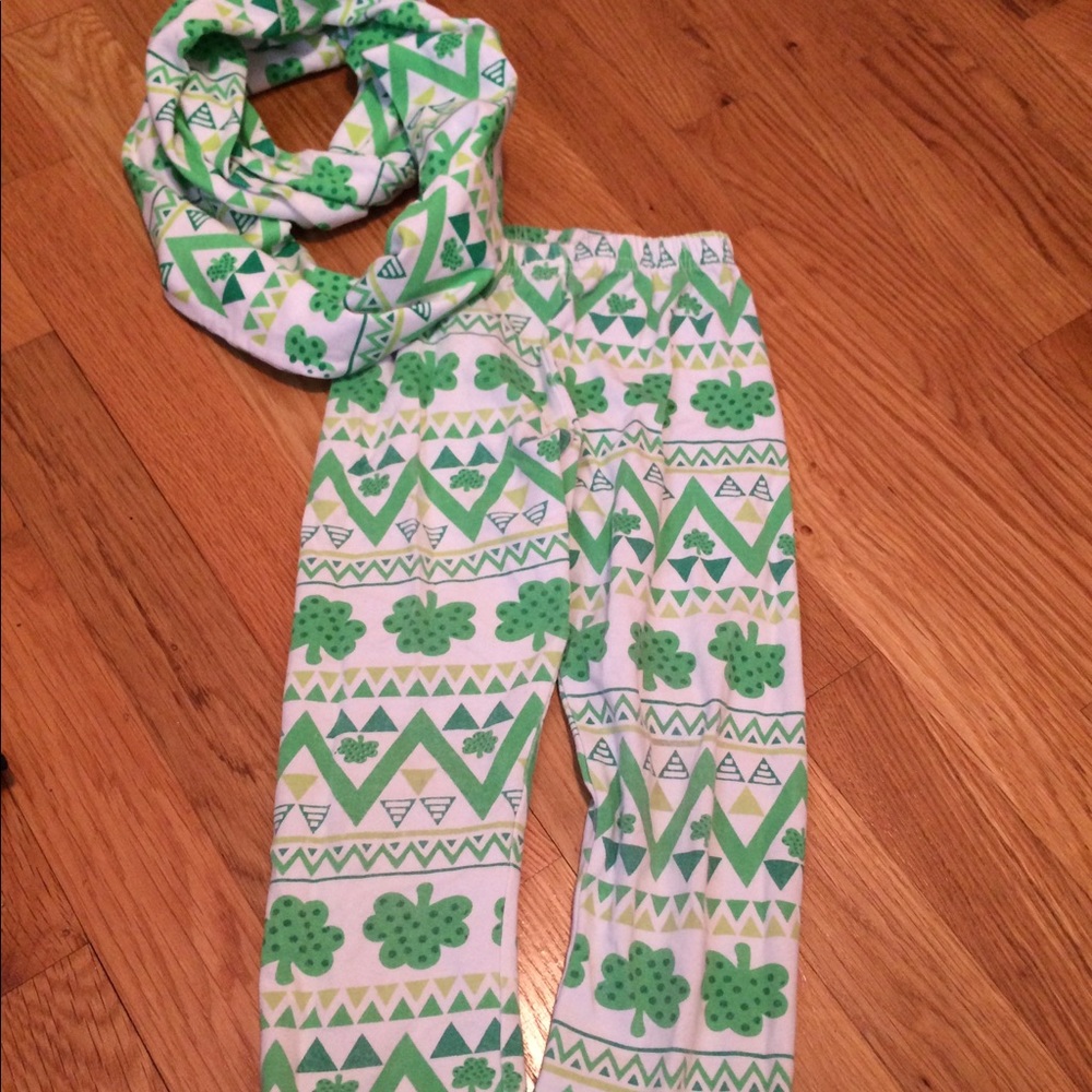 St Patrick's day pants and scarf